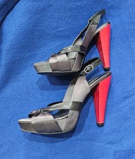 Grey/Black high heels with red