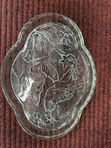 Glass dish with butterflies - glass,