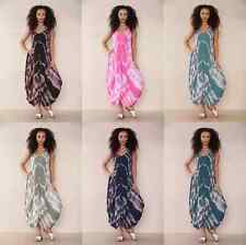 Women/Ladies Cami Strappy Baggy Tie Dye Lagenlook Italian Drape Harem Jumpsuit