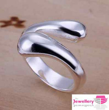 Silver Teardrop Swirl Ring