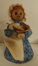 Vintage wooden doll - Victorian Cook - wooden head with card base
