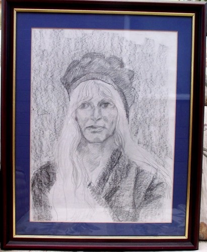Charcoal self portrait - charcoal, self-portrait