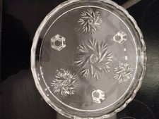 Vintage Heavy Cut Glass Art Deco Tri Footed Glass Cake Sandwich Stand 1930s