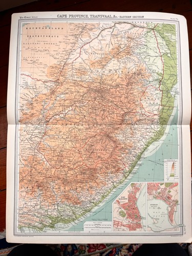1922 antique map south africa - antique, map: