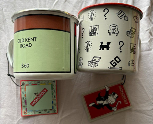 Monopoly enamel coffee mugs - monopoly,