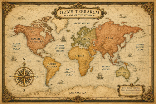 Vintage world map - map, poster
