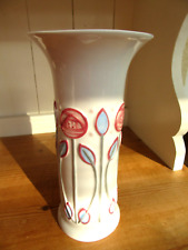 Charles Rennie Macintosh style vase, White, Pink & Blue Decoration, VGC