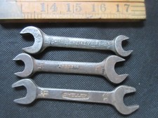 SHELLEY X3 3/8 - 1/4 DIFFERING WHITWORTH SPANNERS VINTAGE CLASSIC CAR TOOL KIT