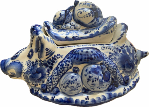 Hand painted blue white - blue,