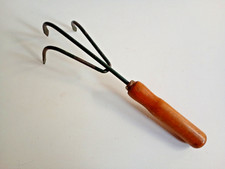 Vintage Hand Held Garden Claw, Wooden Handle