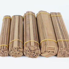 50Pcs Bamboo Rods Wood Sticks Rectangle Unfinished Building Model Handwork Craft