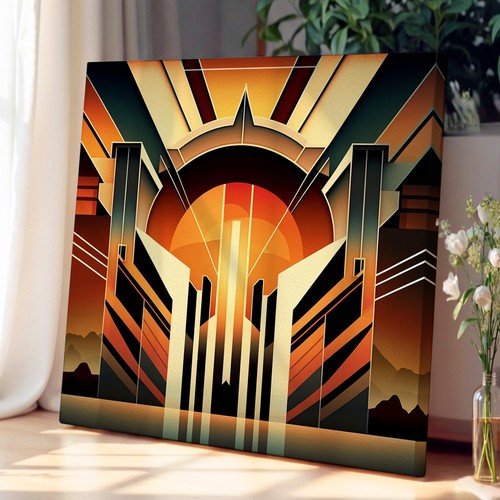 Art deco sunset digital - art,