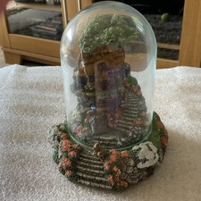 The Franklin Mint Wishing Well Cottage Glass Dome Figurine Hand Painted Decor