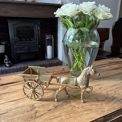 Mid century brass horse cart - mid-century,