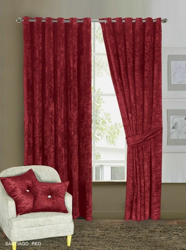 Crushed velvet curtains pair - curtains,