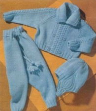  knitting pattern baby vintage baby boy pram set dk 22 in chest 9/12m