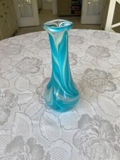 Turquoise and white stained