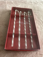 Glass Candy Cane Swizzle Sticks Drinks Stirrers Stirring Rod