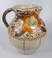 CHARLOTTE RHEAD BURSLEY WARE JUG WITH TRELLIS PATTERN 1930S EXCELLENT CONDITION