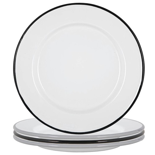 White enamel dinner - white, plates