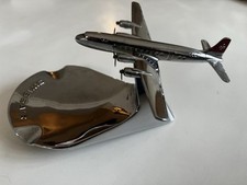 CHROME ASHTRAY SWISSAIR PLANE DC 6 VINTAGE PLANE 1960s