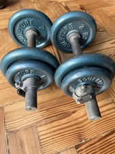 Rare Vintage Retro BODY SCULPTURE Dumbbells, iron weight Plates 1” 2kg, 1kg set