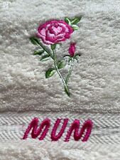 Personalised Embroidered face flannel,  rose spray   £4.45 inc P&P