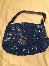 Mischa Barton Patent Blue Shoulder Bag, with buckle -  use  in  good condition