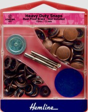 Hemline 15mm Heavy Duty Snap Fasteners Poppers Press Studs Starter Kit & Refills