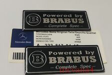 2x Black Powered by Brabus Badge Side Emblem Sticker Rear Boot Mercedes Benz