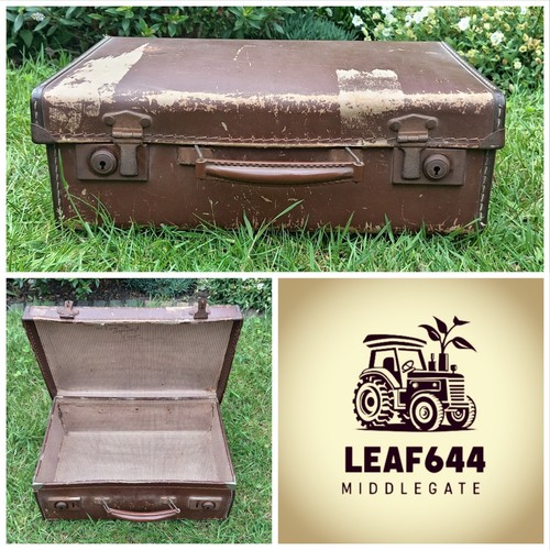 Small suitcase brown rustic - brown,