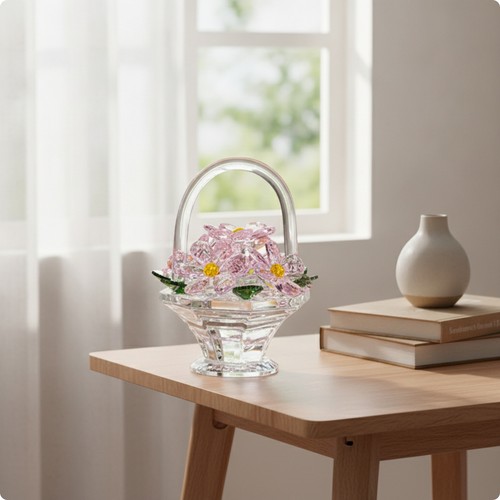 Crystal flower basket ornament - crystal,