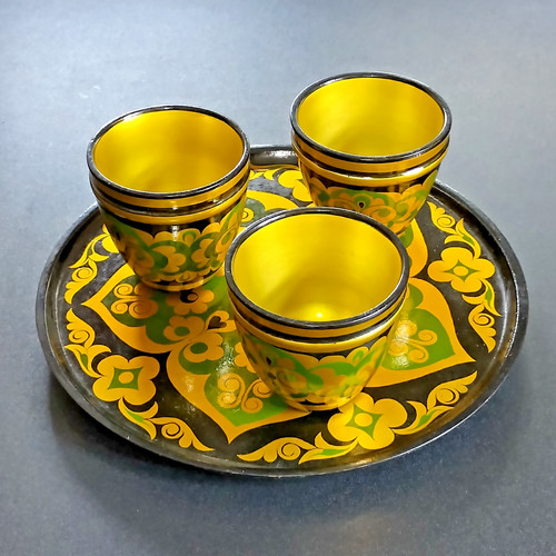 Russian khokhloma cups - 3x, +
