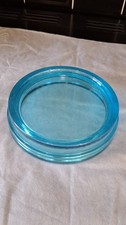 Old Vintage Retro  Turquoise Glass Base Plinth For Vase Bowl Deco Round
