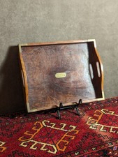 Mid 20th Century Rosewood & Brass Serving Tray 14 X 11 Inches