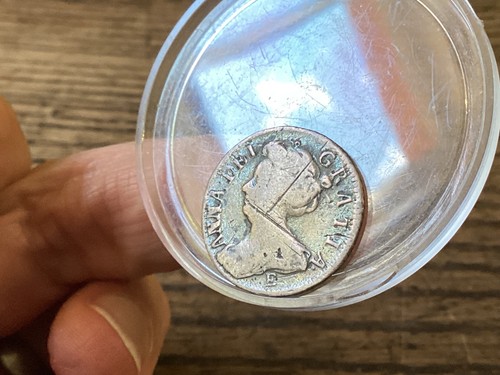 1707 silver sixpence - silver, coin