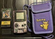 Game Boy colour With Purple Pokémon Pikachu case And Games Bundle-Good Condition