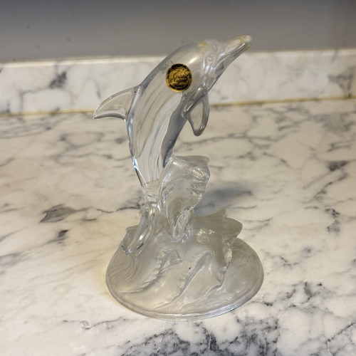 Clear glass dolphin figurine - clear,