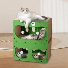 Cardboard cat house - cardboard, resting