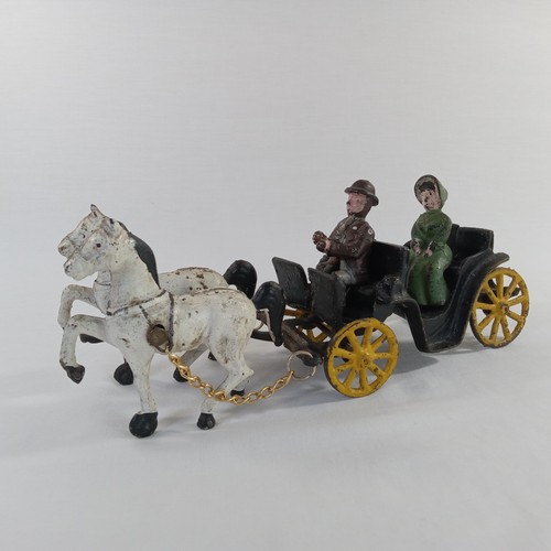 Antique cast iron horse drawn - cast,