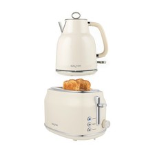 Salter Retro Kettle & Toaster Set 1.7L Rapid Boil 2 Slice Wide Slot 3KW Cream