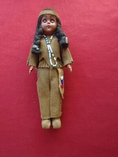 Vintage 1970s Native American Indian Doll. Leather/Suede Outfit 7.5" Tall