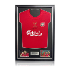 Steven Gerrard Front Signed 2005 Liverpool Istanbul Shirt In Classic Frame