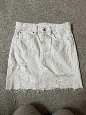 Woman’s White Ripped Skirt. &denim. Size 8