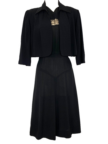 Vintage 1940s black midi dress