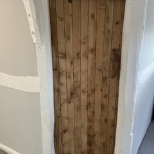 17th Century reclaimed antique oak ledge plank timber internal door