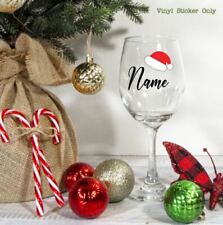 Personalised Wine Glass Decal  Santa Hat Name Sticker Christmas Table Decoration