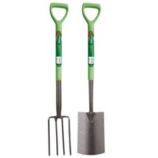 Heavy Duty Garden Digging And Border Spade And Fork Set Stainless Steel Finish