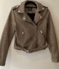 Atmosphere Primark Faux Suede Belted Biker Style Jacket Size 8