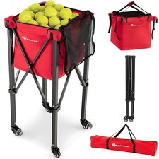 Foldable Tennis Ball Cart Sports Lightweight Aluminum Tennis Ball Hopper Basket